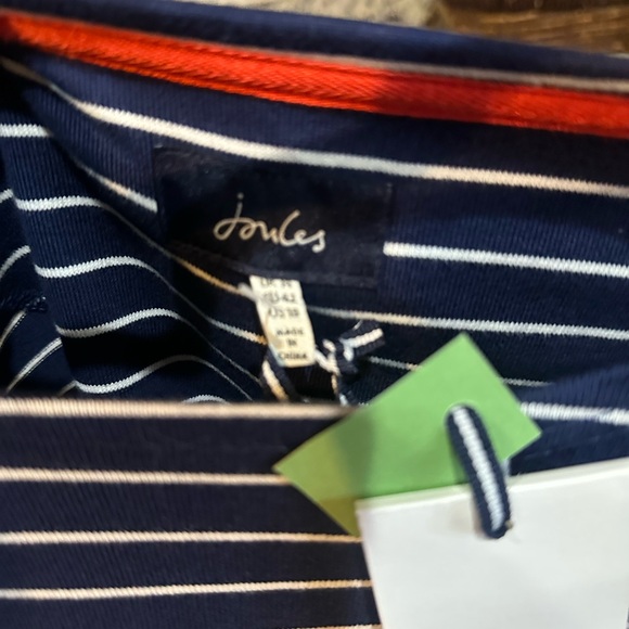 This is a Joules Navy Boatneck Stripe Top: Harbour Luxe Tree - Picture 4 of 5